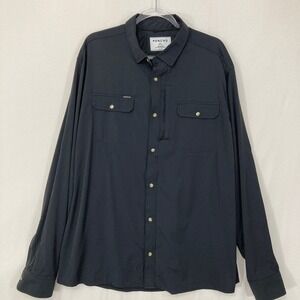 Poncho Button Up Shirt XXL Slim Fit Black Magnetic Pocket Performance Fishing